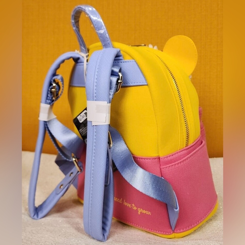Disney Loungefly Winnie the Pooh Flower Crown Pink Flocked Mini Backpack, NWT. - Picture 5 of 9